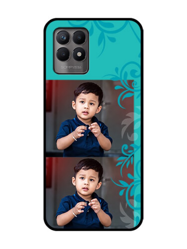 Custom Realme 8i Custom Metal Phone Case - With Photo And Green Floral Design
