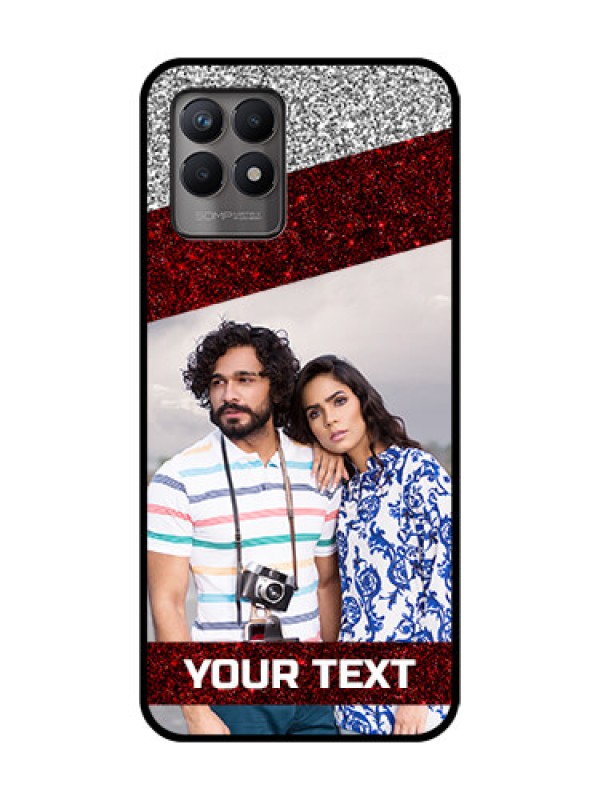 Custom Realme 8i Custom Metal Phone Case - Image Holder With Glitter Strip Design