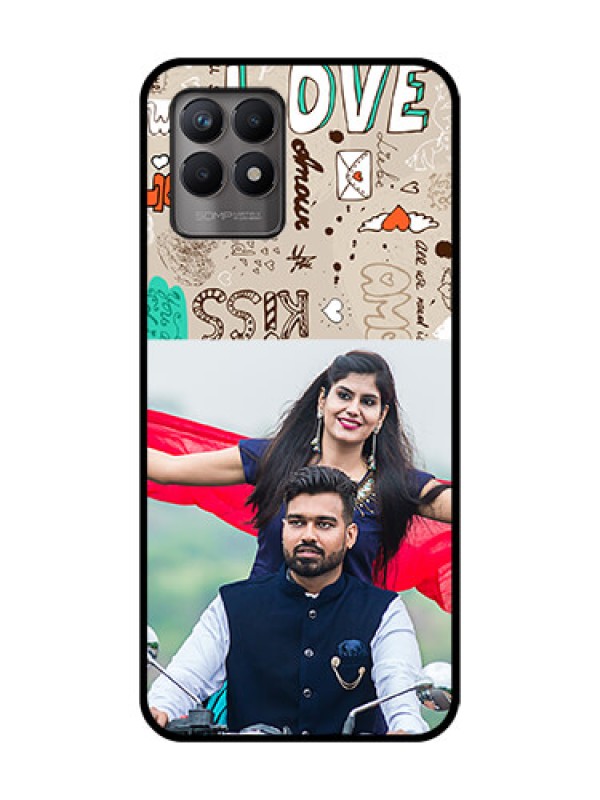 Custom Realme 8i Custom Metal Phone Case - Love Doodle Pattern