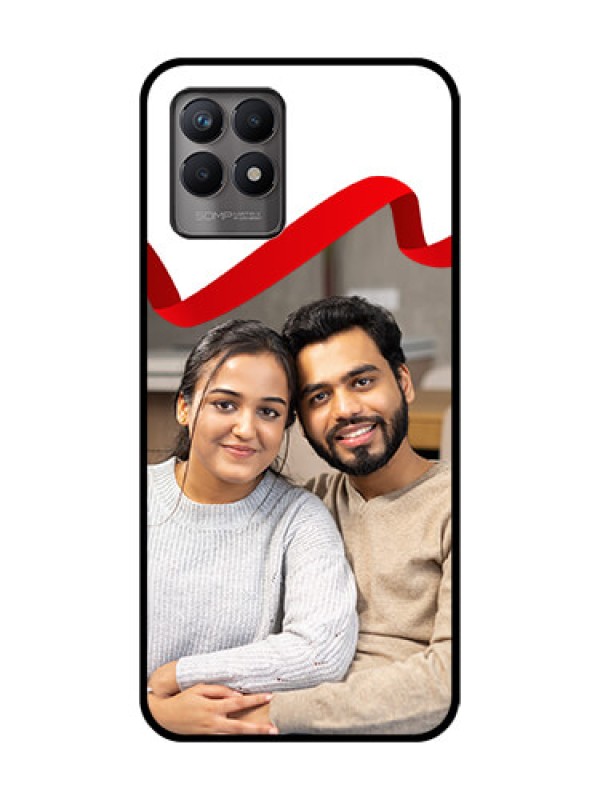 Custom Realme 8i Custom Metal Phone Case - Red Ribbon Frame Design