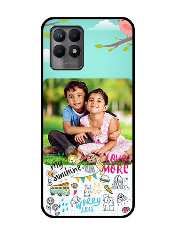 Custom Realme 8i Custom Metal Phone Case - Doodle Love Design