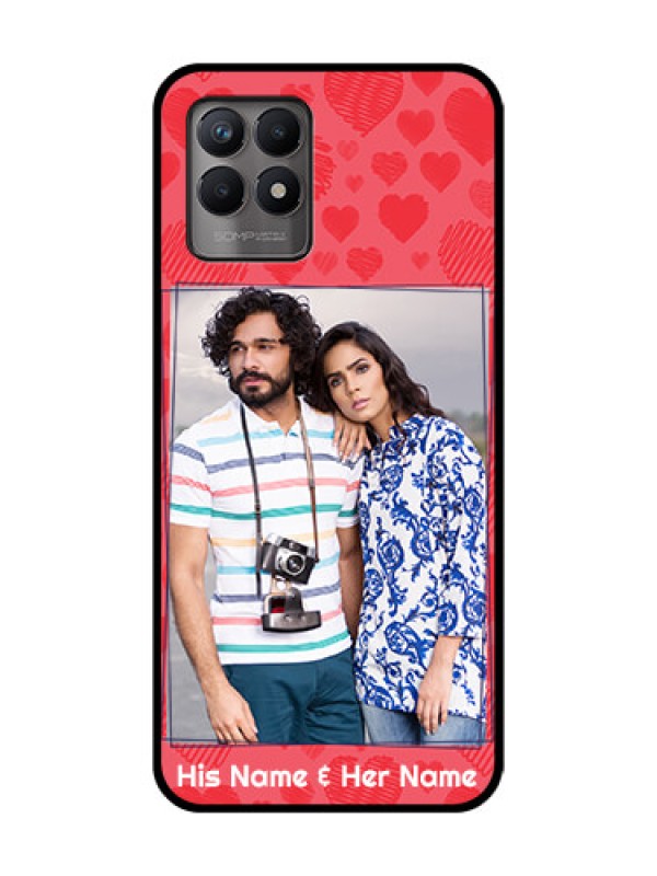Custom Realme 8i Custom Metal Phone Case - With Red Heart Symbols Design