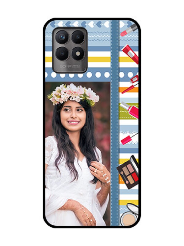 Custom Realme 8i Custom Metal Phone Case - Makeup Icons Design