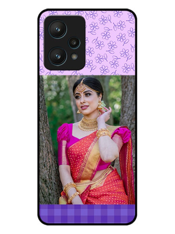 Custom Realme 9 Pro 5G Custom Metal Phone CasePurple Floral Design