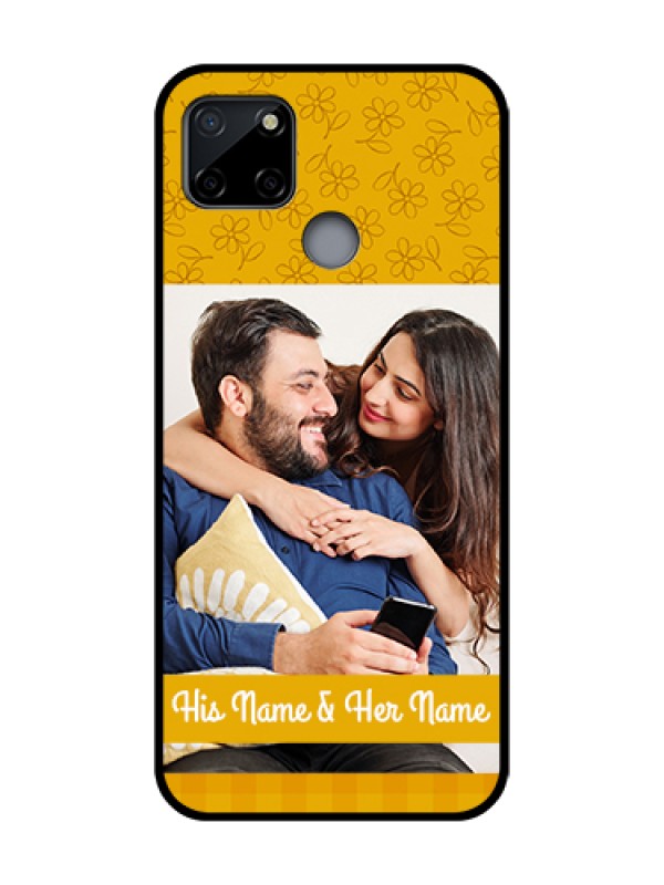 Custom Realme C12 Custom Metal Phone Case - Yellow Floral Design