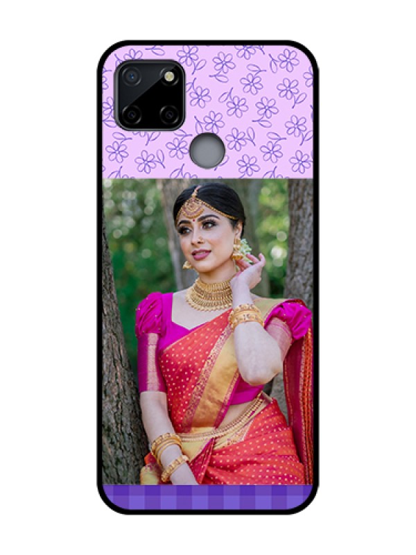 Custom Realme C12 Custom Metal Phone Case - Purple Floral Design