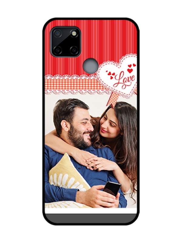 Custom Realme C12 Custom Metal Phone Case - Red Love Pattern Design