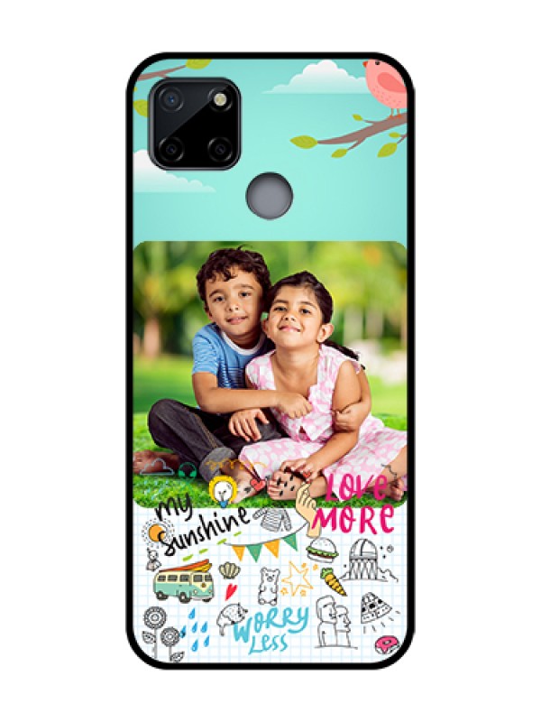 Custom Realme C12 Custom Metal Phone Case - Doodle Love Design