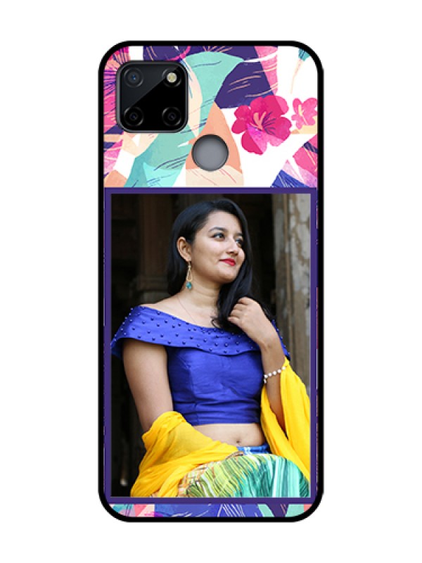 Custom Realme C12 Custom Metal Phone Case - Abstract Floral Design