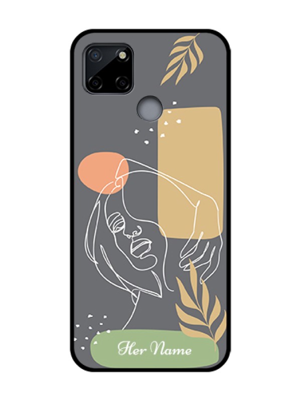 Custom Realme C12 Custom Metal Phone Case - Gazing Woman Line Art Design