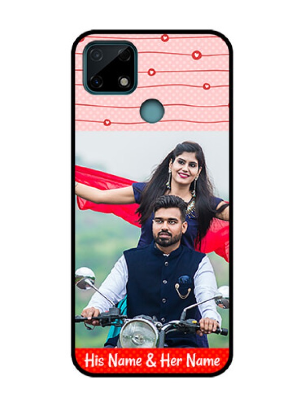 Custom Realme C25 Custom Metal Phone Case - Red Pattern Case Design