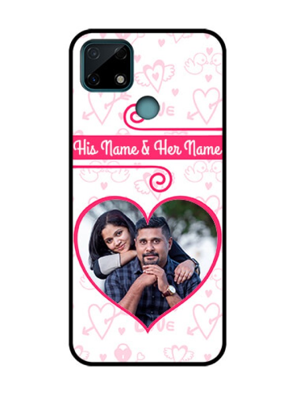 Custom Realme C25 Custom Metal Phone Case - Heart Shape Love Design