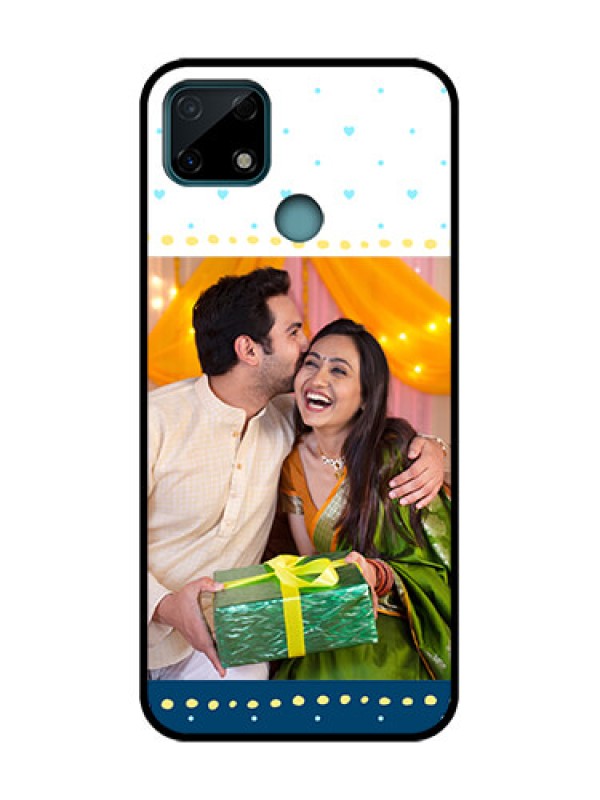 Custom Realme C25 Custom Metal Phone Case - White And Blue Abstract Design