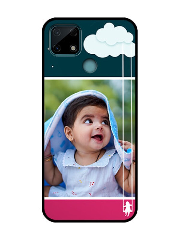 Custom Realme C25 Custom Metal Phone Case - Cute Girl With Cloud Design