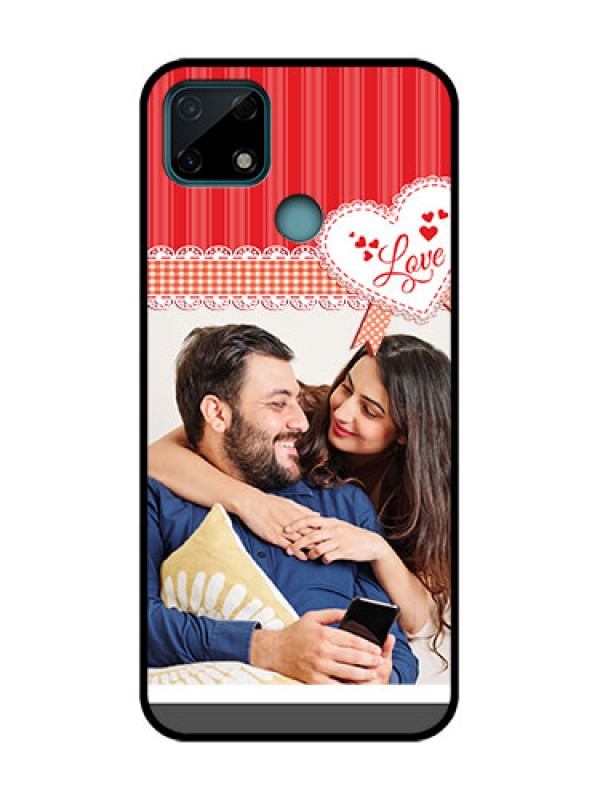 Custom Realme C25 Custom Metal Phone Case - Red Love Pattern Design