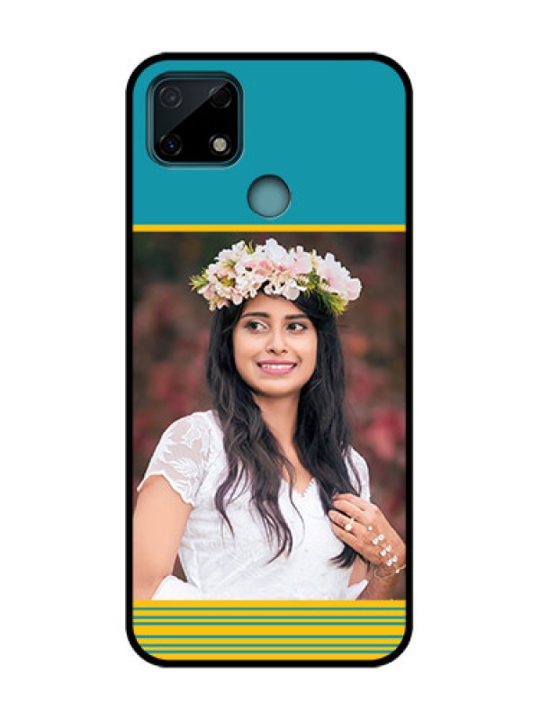 Custom Realme C25 Custom Metal Phone Case - Yellow and Blue Design