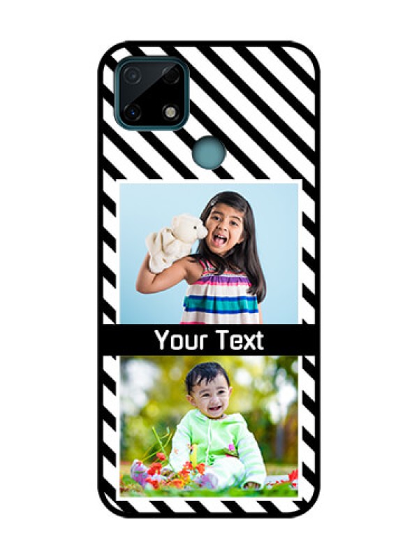 Custom Realme C25 Custom Metal Phone Case - Black And White Stripes Design