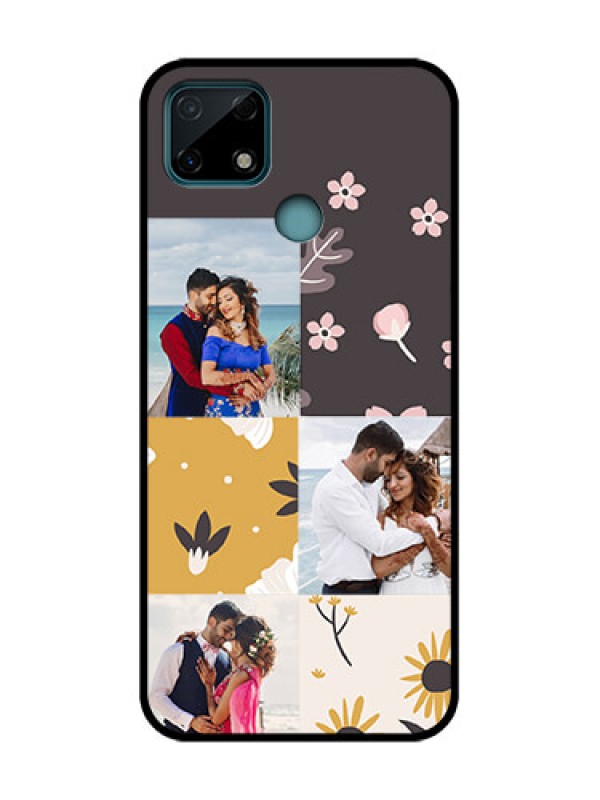 Custom Realme C25 Custom Metal Phone Case - 3 Images With Floral Design