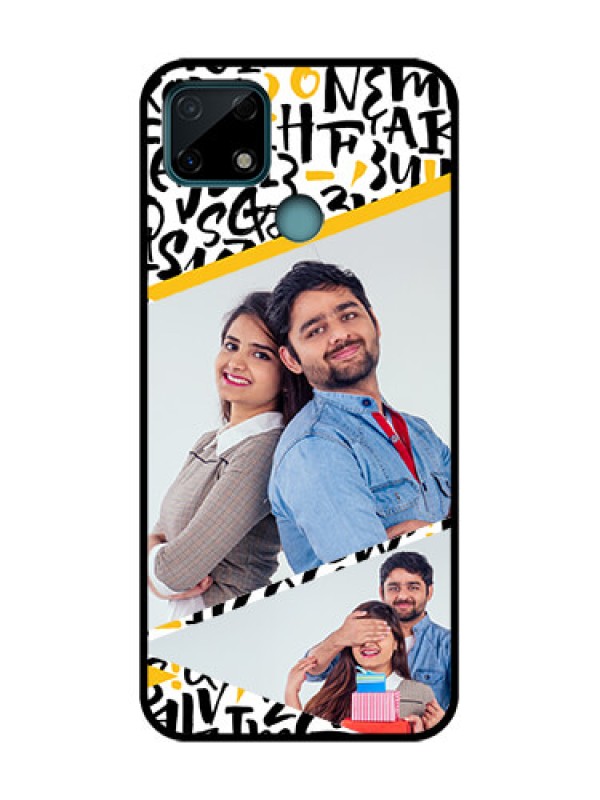Custom Realme C25 Custom Metal Phone Case - Letters Pattern Design