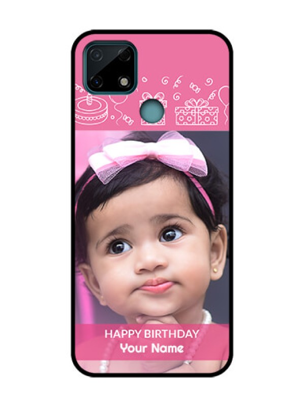 Custom Realme C25 Custom Metal Phone Case - With Birthday Line Art Design