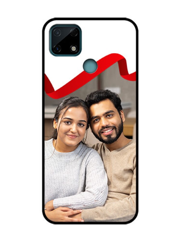 Custom Realme C25 Custom Metal Phone Case - Red Ribbon Frame Design