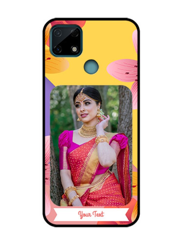 Custom Realme C25 Custom Metal Phone Case - 3 Image With Vintage Floral Design