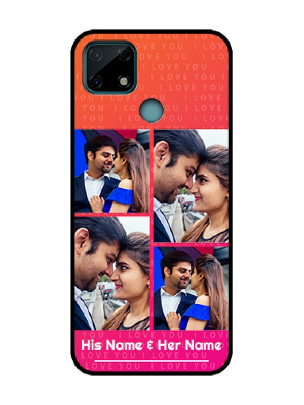 Custom Realme C25 Custom Metal Phone Case - I Love You Pink Design