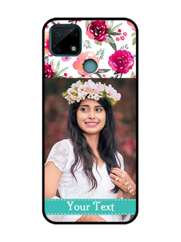 Custom Realme C25 Custom Metal Phone Case - Water Colors Floral Design