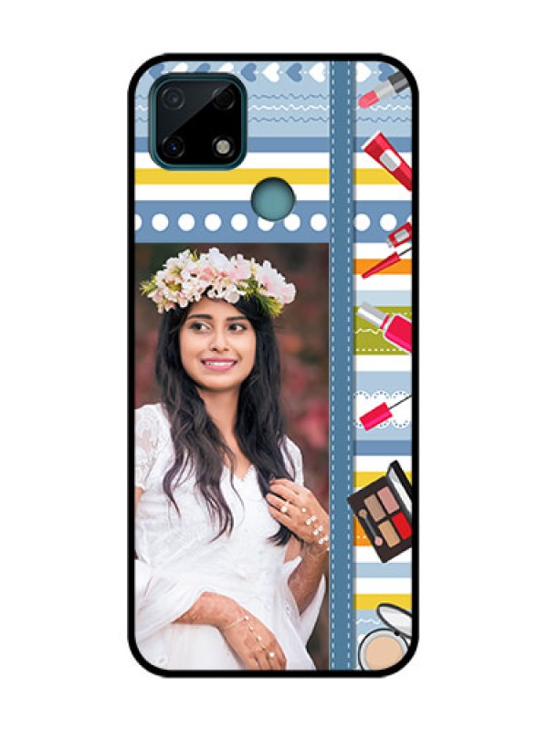 Custom Realme C25 Custom Metal Phone Case - Makeup Icons Design