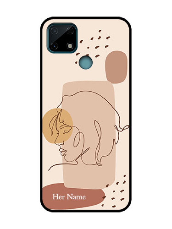 Custom Realme C25 Custom Metal Phone Case - Calm Woman Line Art Design