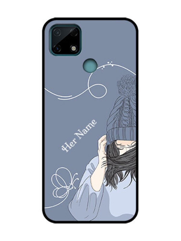 Custom Realme C25 Custom Metal Phone Case - Girl In Winter Outfit Design