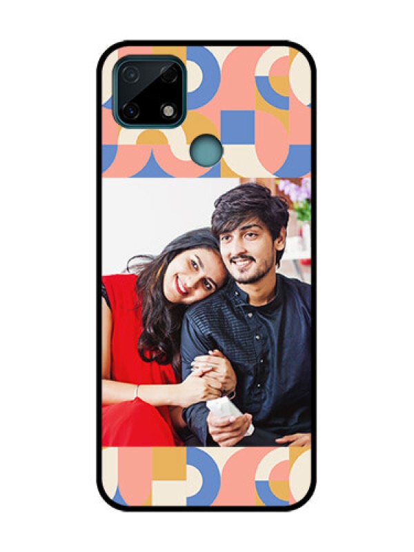 Custom Realme C25 Custom Metal Phone Case - Semi - Circle Maze Pattern Design