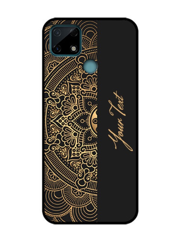 Custom Realme C25 Custom Metal Phone Case - Mandala Art With Custom Text Design