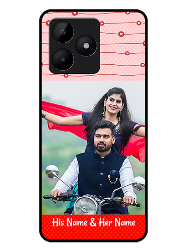 Custom Realme C51 Custom Metal Phone Case - Red Pattern Case Design