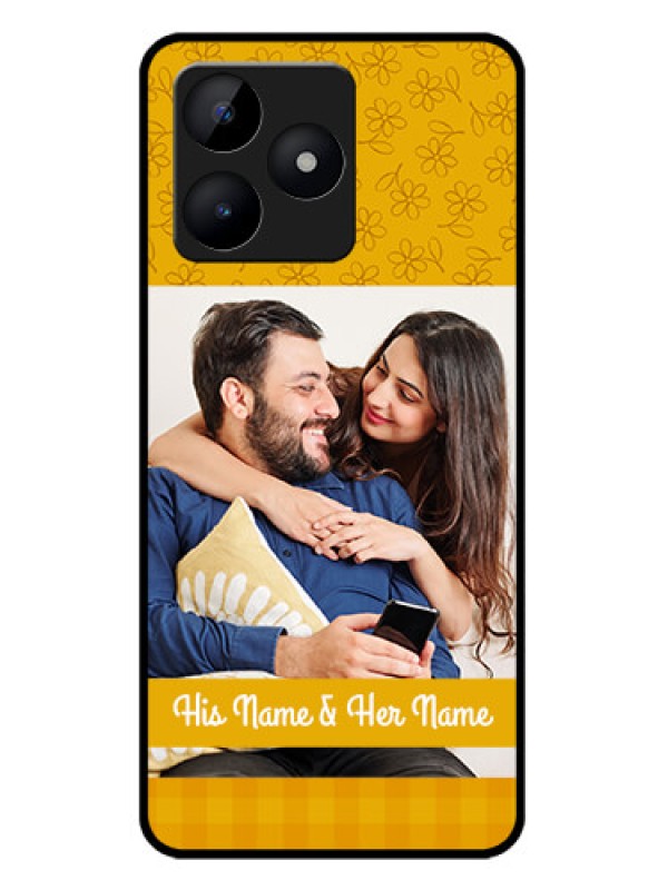 Custom Realme C51 Custom Metal Phone Case - Yellow Floral Design