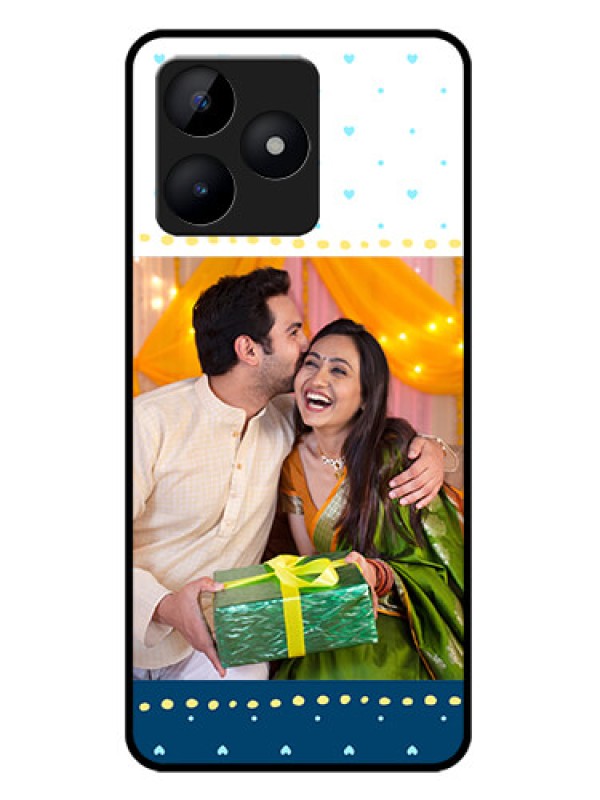 Custom Realme C51 Custom Metal Phone Case - White And Blue Abstract Design