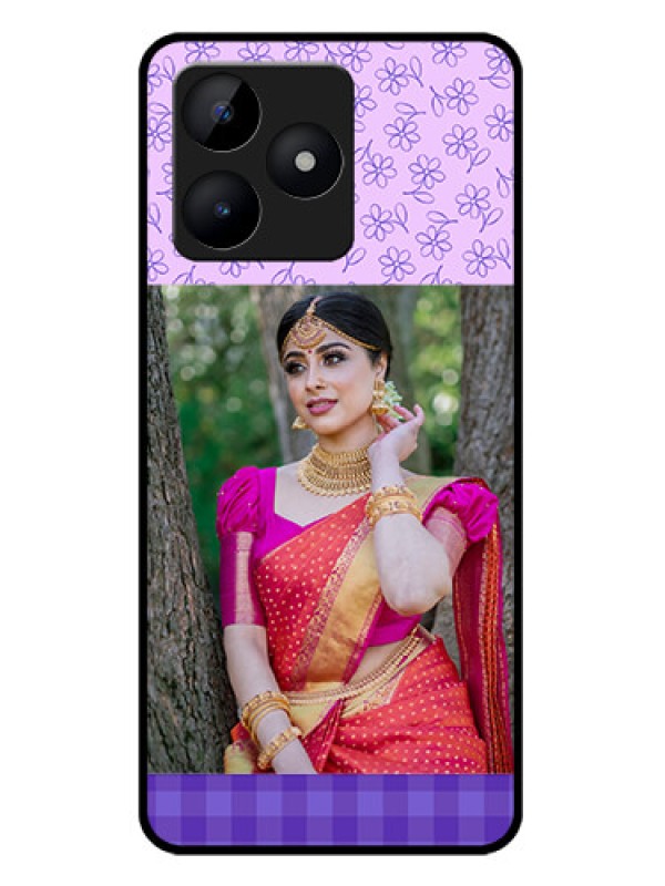 Custom Realme C51 Custom Metal Phone Case - Purple Floral Design