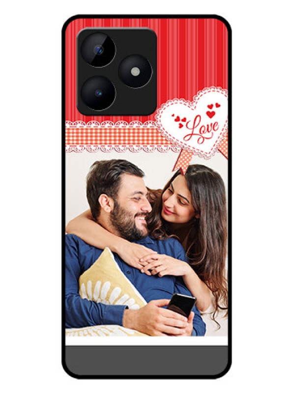 Custom Realme C51 Custom Metal Phone Case - Red Love Pattern Design
