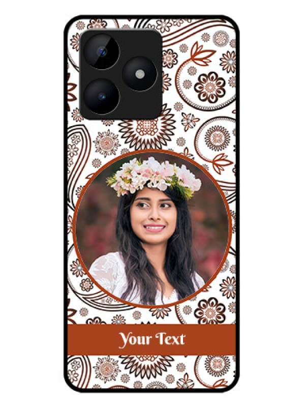 Custom Realme C51 Custom Metal Phone Case - Abstract Flower Design