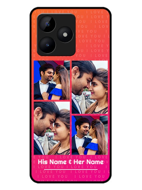 Custom Realme C51 Custom Metal Phone Case - I Love You Pink Design