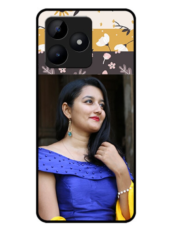 Custom Realme C51 Custom Metal Phone Case - Stylish Floral Design