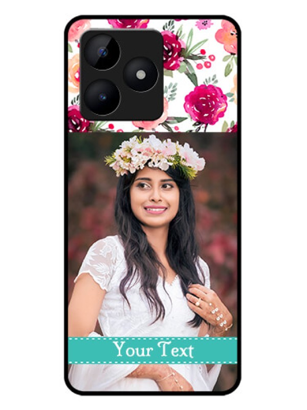 Custom Realme C51 Custom Metal Phone Case - Water Colors Floral Design