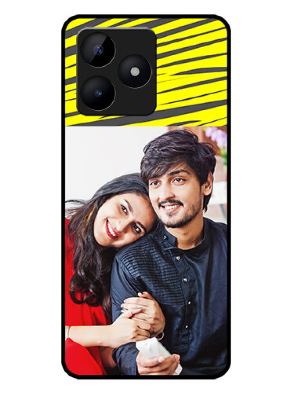 Custom Realme C51 Custom Metal Phone Case - Yellow Abstract Design