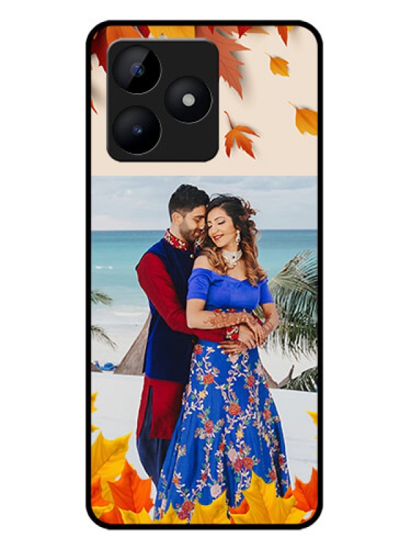 Custom Realme C51 Custom Metal Phone Case - Autumn Maple Leaves Design