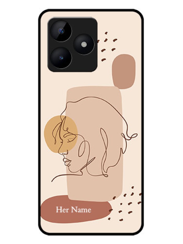 Custom Realme C51 Custom Metal Phone Case - Calm Woman Line Art Design
