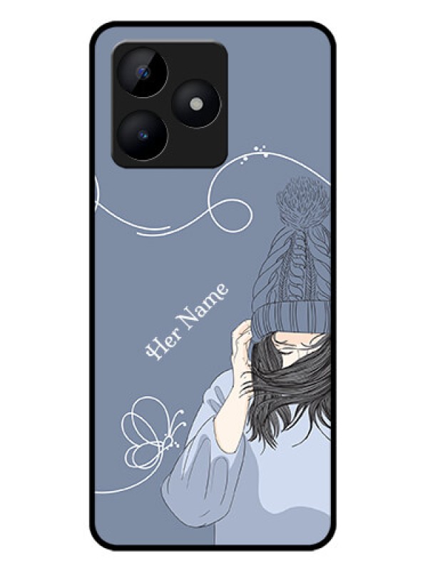 Custom Realme C51 Custom Metal Phone Case - Girl In Winter Outfit Design