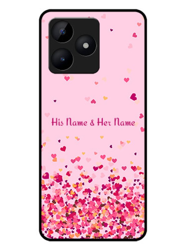 Custom Realme C51 Custom Metal Phone Case - Floating Hearts Design