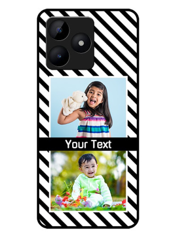 Custom Realme C53 Custom Metal Phone CaseBlack And White Stripes Design