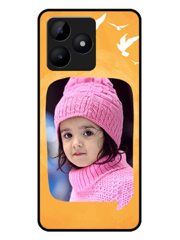 Custom Realme C53 Custom Metal Phone CaseWater Color Design With Bird Icons