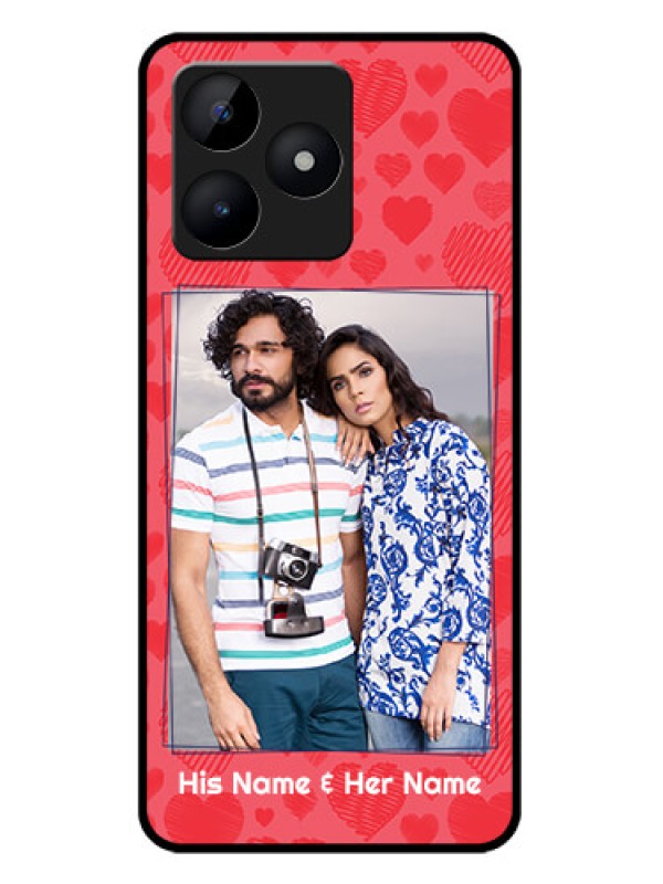 Custom Realme C53 Custom Metal Phone CaseWith Red Heart Symbols Design